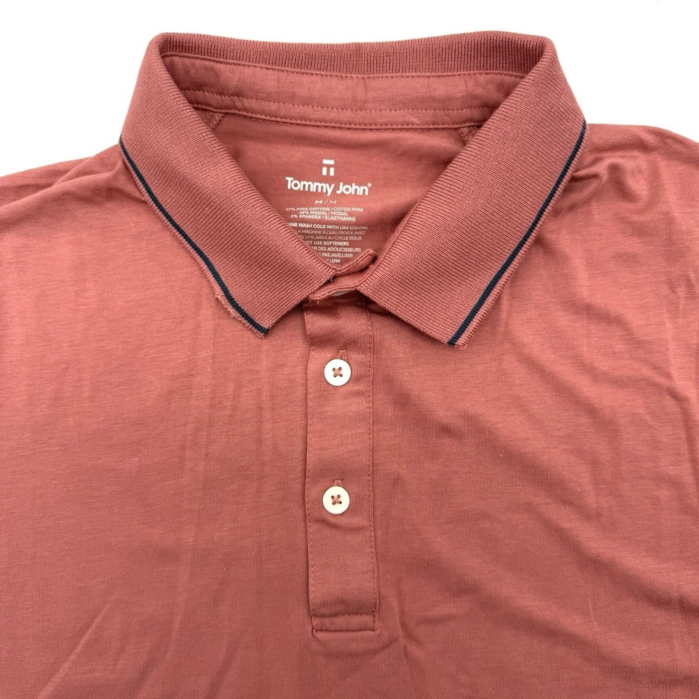 Tommy John Polo Shirt Mens Medium Terracotta Pima Cotton Modal Stretch Casual